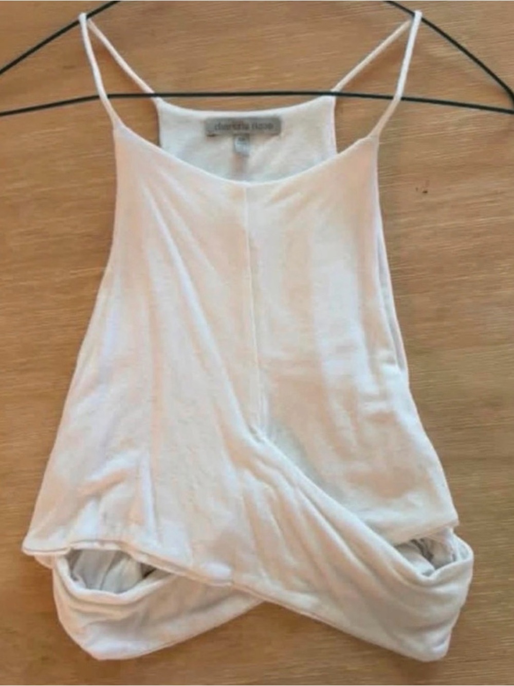 Charlotte Russe White Twist-Hem Spaghetti Strap Crop Top